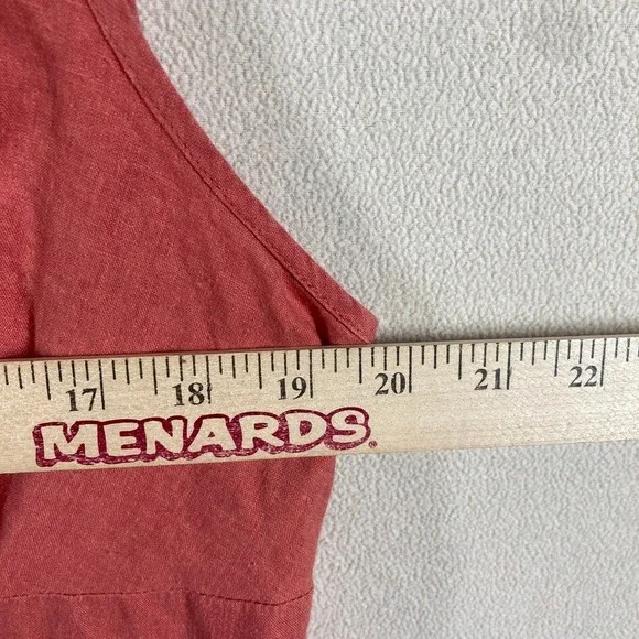 Axcess Linen Blend Top Sz 14 Terra Cotta Babydoll Beaded V-Neck Festival Western - Picture 4 of 6